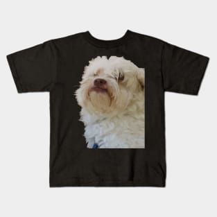 Grumpy Terrier Dog With Long White Hair Covering Eyes Kids T-Shirt